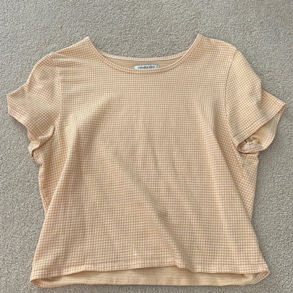 American Eagle Size M Yellow & White Gingham Top!